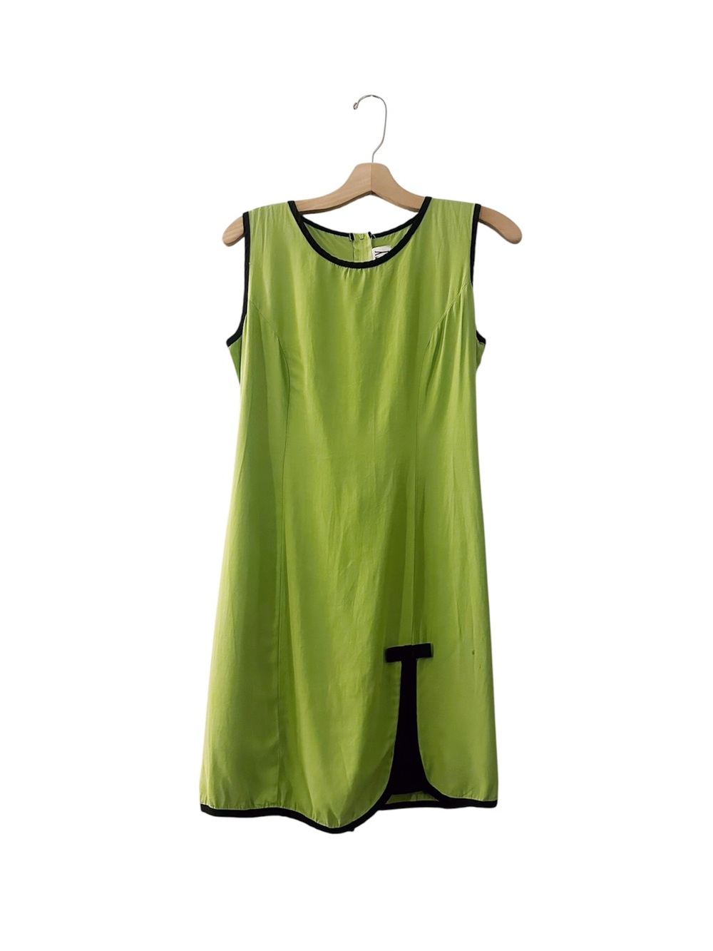 Vintage Kristy Mini Dress Shift 60s Green Black Short Sleeveless
